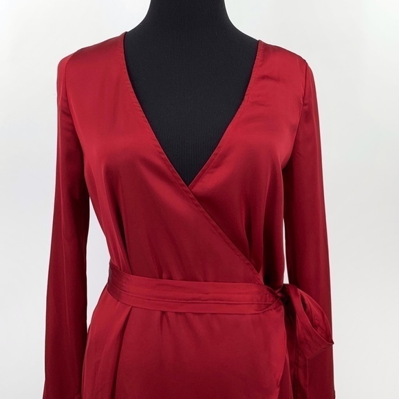 FOR LOVE & LEMONS x JAIME KING LA LYDIA RUBY RED  ROBE LONG SLEEVE WRAP DRESS - Picture 5 of 15